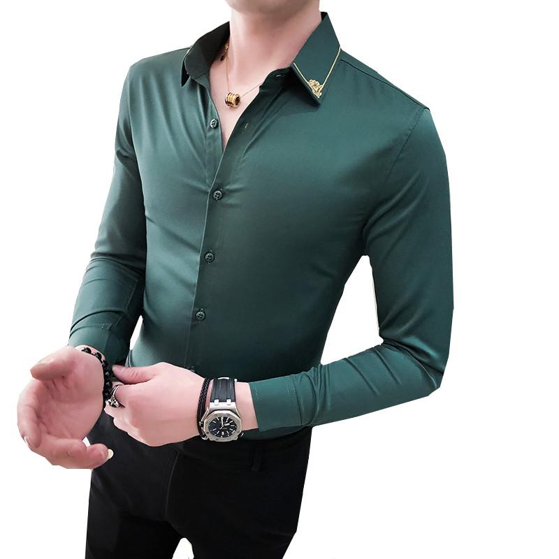 Neckline Embroidery Men Shirt Long Sleeve Slim Fit Dress Shirts Solid Color Casual Streetwear Formal Social Shirt Chemise Homme, Orange
Neckline Embroidery Men Shirt Long Sleeve Slim Fit Dress Shirts Solid Color Casual Streetwear Formal Social Shirt Chemise Homme, Orange