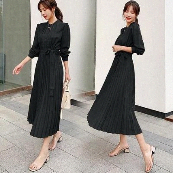 JXMYY Long-sleeved pleated dress 2020new slim waist waist slimming Han Fan celebrity temperament pleated skirt #lx0q, Black;gray
JXMYY Long-sleeved pleated dress 2020new slim waist waist slimming Han Fan celebrity temperament pleated skirt #lx0q, Black;gray