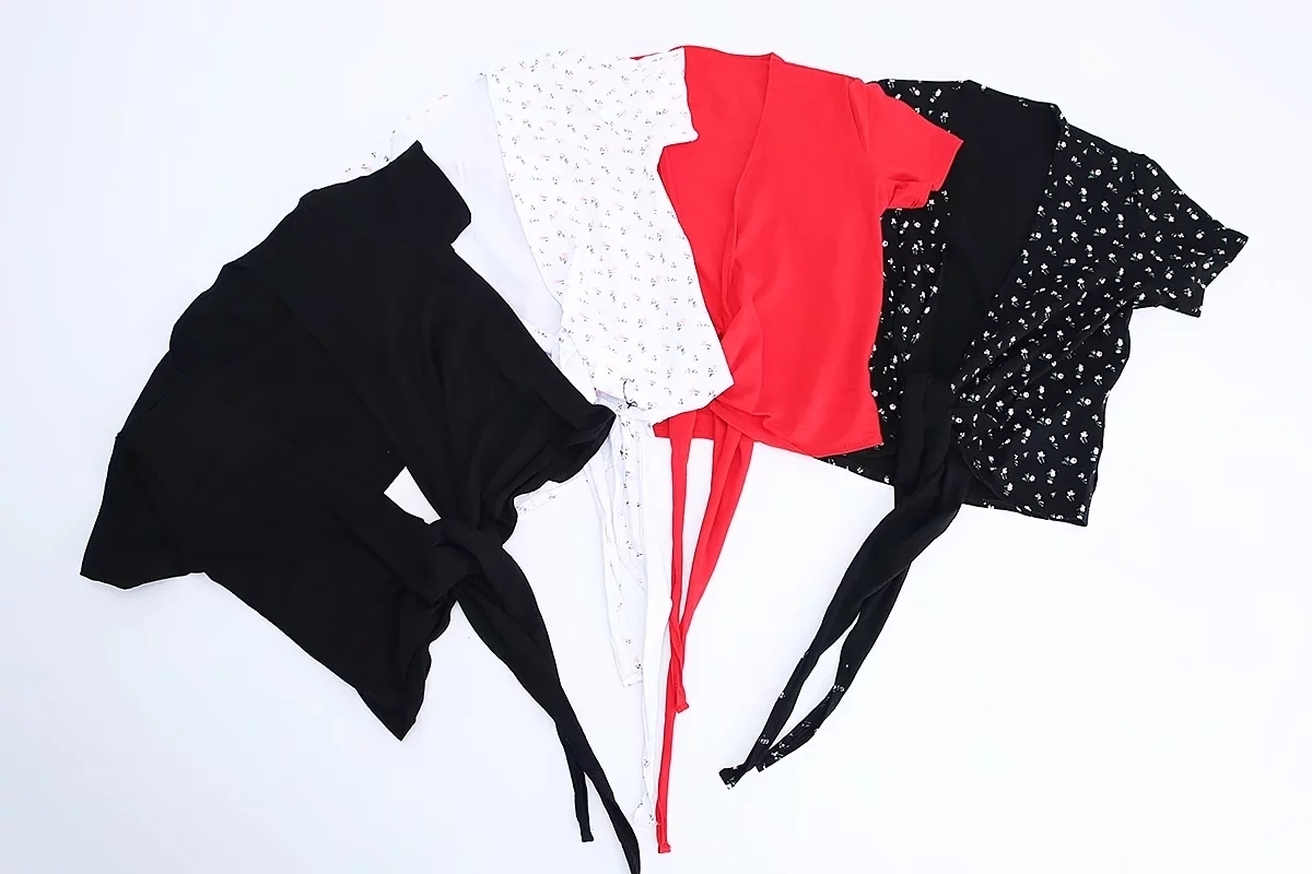 Women Self Tie Front Wrap Tee Print Floral T-shirt V neck Long Sleeve Two Ways Top 201029