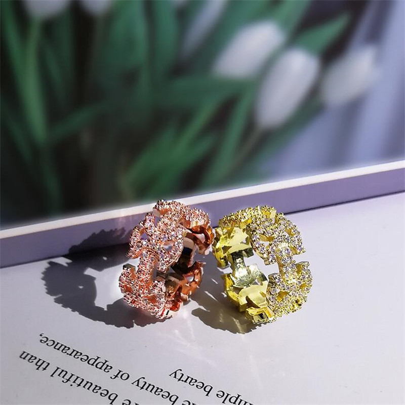 2024 Hip Hop Jewelry: Sterg Sier Rose Gold Bow Sapphire Ring