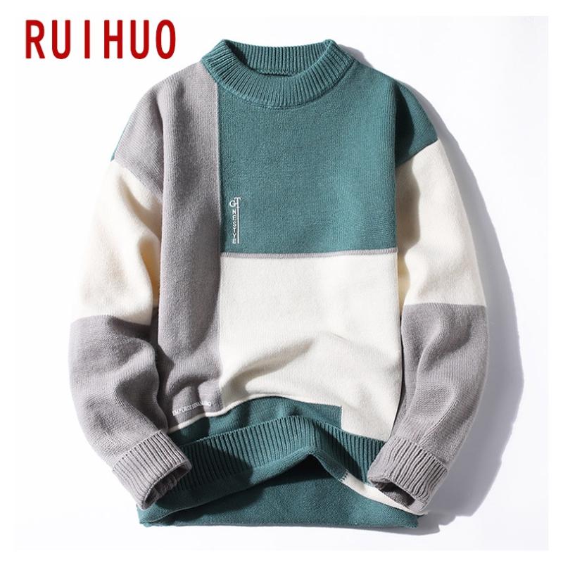 RUIHUO Patchwork Knitted Sweater Men Clothing Harajuku Sweaters Pullover Men Sweater Fashion Mens Clothes -3XL 2020, Green
RUIHUO Patchwork Knitted Sweater Men Clothing Harajuku Sweaters Pullover Men Sweater Fashion Mens Clothes -3XL 2020, Green