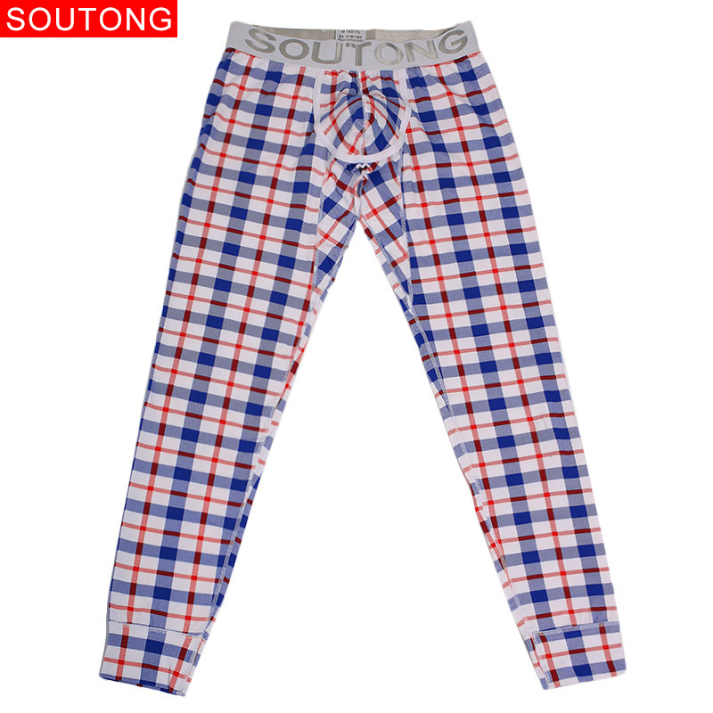 Soutong Underwear Winter Warm Men Long Johns Cotton Plaid Printed Long Johns Men Thermal Underwear Men Thermal pants qk09 201023