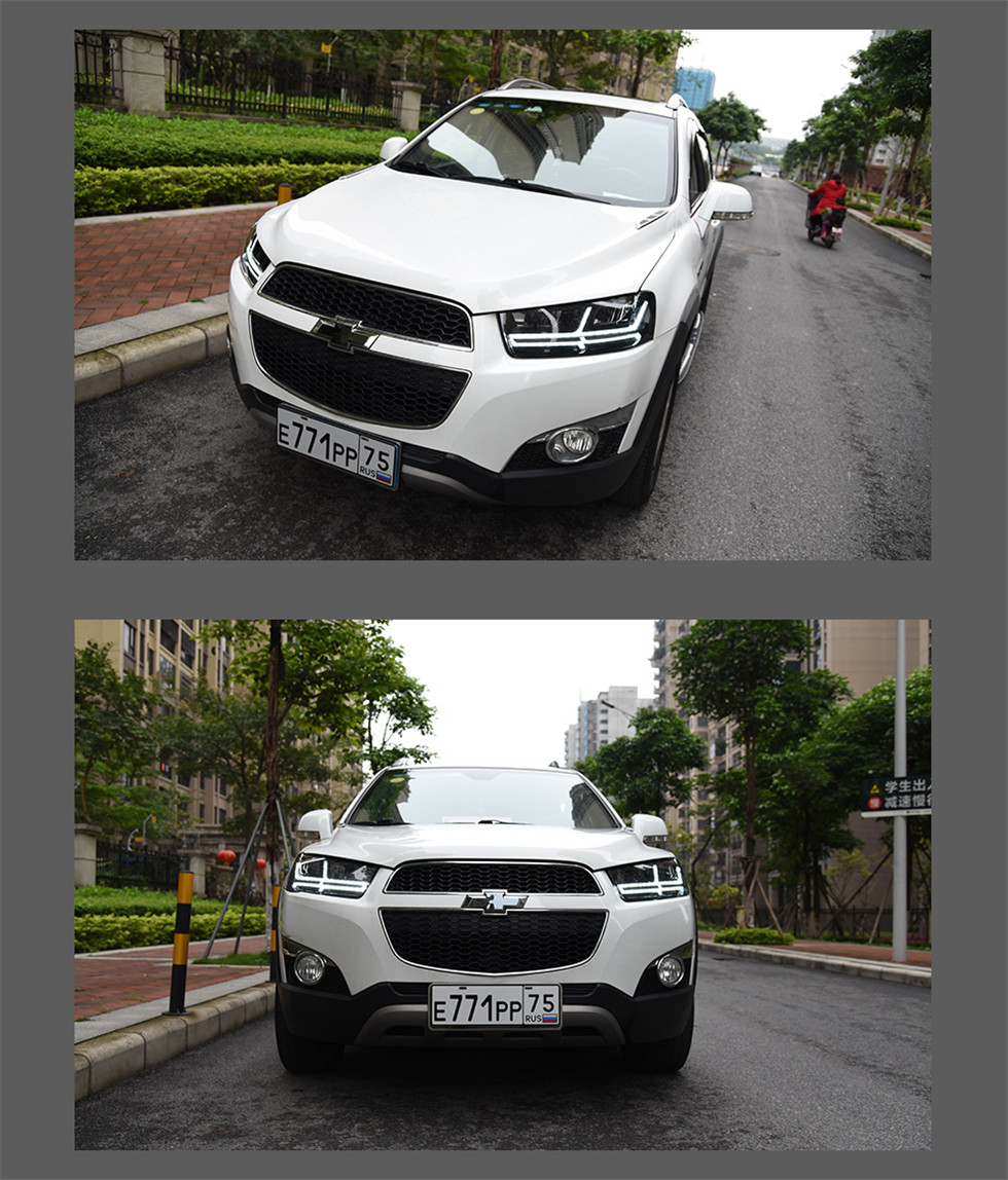2pcs LED DRL head lights For Chevrolet Captiva 2011-18 running light Dynamic Turn Signal fog Lamp FACELIFT