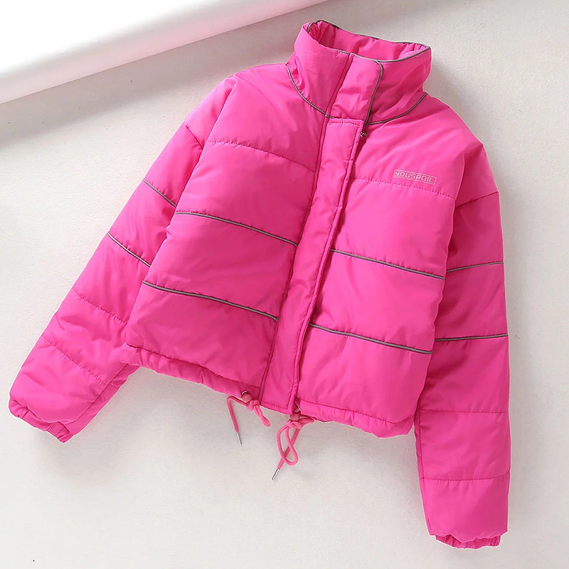 Winter Jacket Women Coat Parka Reflective Cotton Padded Warm Streetwear Women Winter Coat 201217