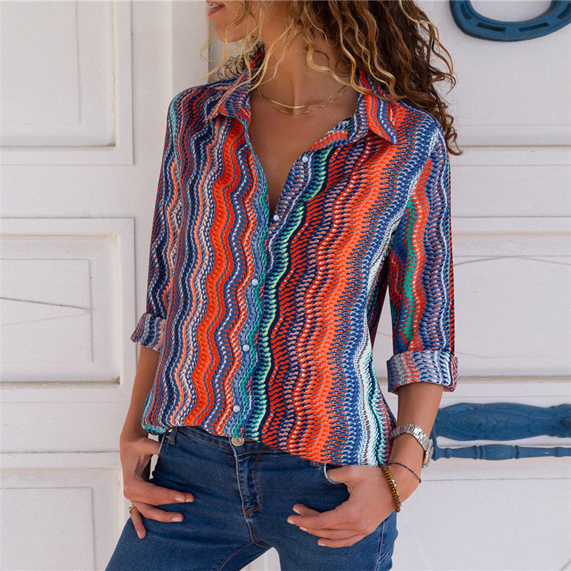 Aachoae Chiffon Blouse Women Long Sleeve Striped Shirt Turn Down Collar Office Shirt Casual Tops Blusas Femininas Plus Size 201130