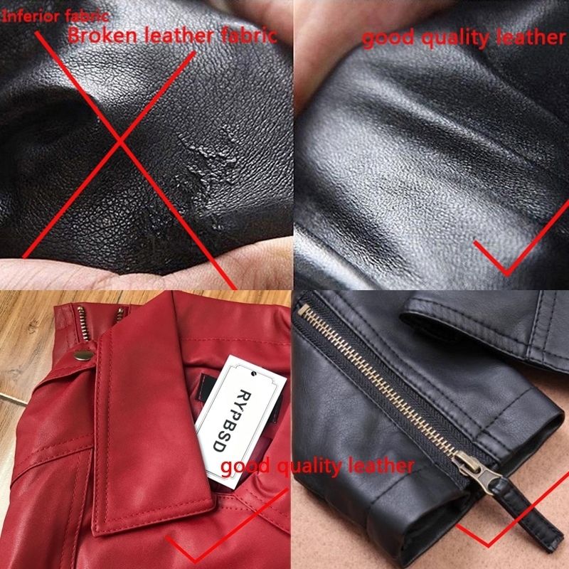 Perfecto Femme Cuir Leather Jacket Women Slim Black Red Fashion Multiple Zippers Leather Coats Ladies PU Biker Woman Jackets 201029