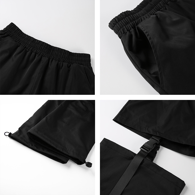 Rapwriter Fashion Detachable Two Ways Of Wearing Stretch High Waist Pants Women Loose Cargo Joggers Women Trousers Streetwear 201111