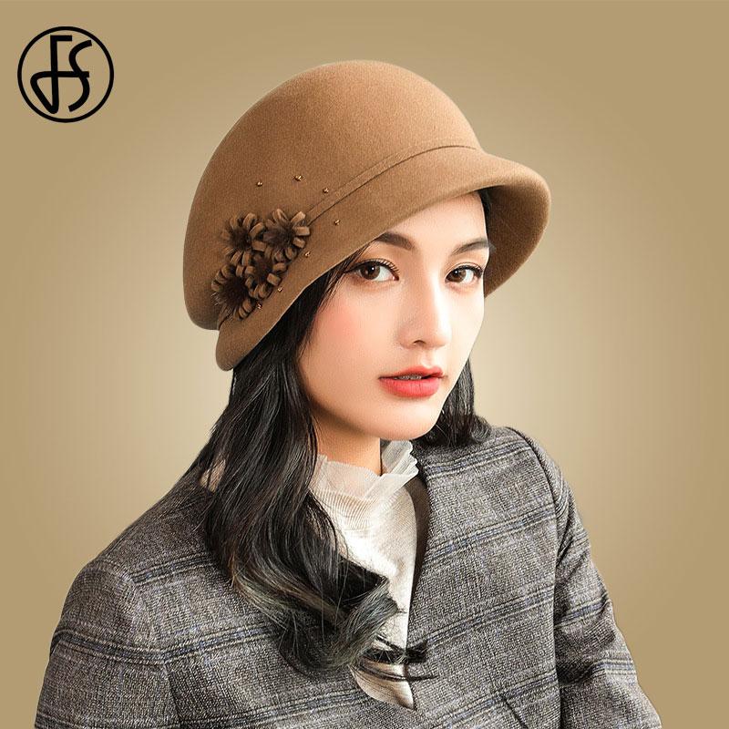 FS Black Wool Felt Cloche Hats For Women Fashion Wide Brim Bowler Winter Fedoras With Flower Ladies Cloche Floppy Hats Cap, Khaki
FS Black Wool Felt Cloche Hats For Women Fashion Wide Brim Bowler Winter Fedoras With Flower Ladies Cloche Floppy Hats Cap, Khaki