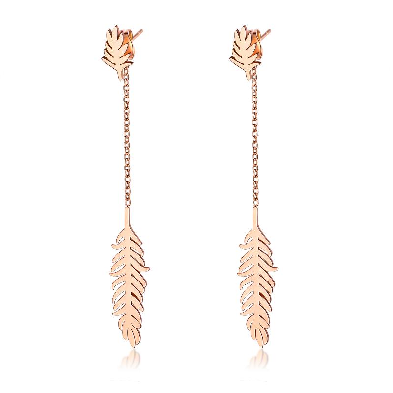 2021 Fashion Stainless Steel Feather Pendants Dangle Earrings For Women Korean Long Chain Tassels Jewelry Drop Earring Wholesale
2021 Fashion Stainless Steel Feather Pendants Dangle Earrings For Women Korean Long Chain Tassels Jewelry Drop Earring Wholesale