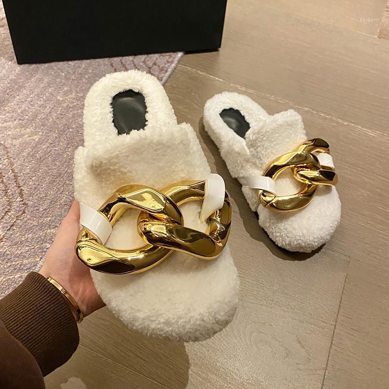 WEIBATE Brand Design Women Slipper Fashion Gold Chain Slip On Mules Shoes Winter Warm Lambswool Slides Casual Flat Flip Flop1, White
WEIBATE Brand Design Women Slipper Fashion Gold Chain Slip On Mules Shoes Winter Warm Lambswool Slides Casual Flat Flip Flop1, White