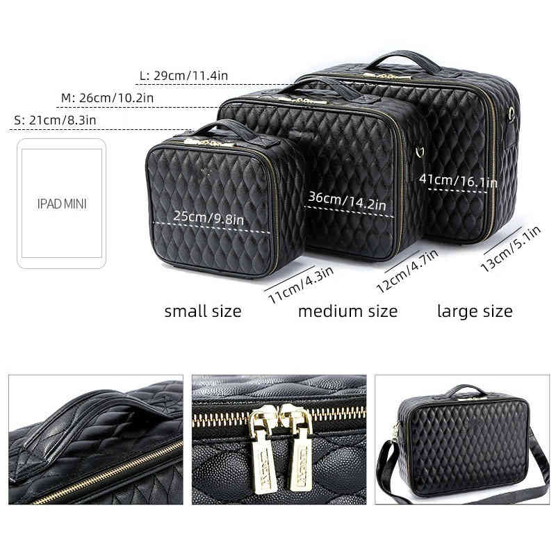 NXY cosmetic bags Small size Black Cosmetic storage bag professional portable large capacity tattoo toolbox with mirror 220118