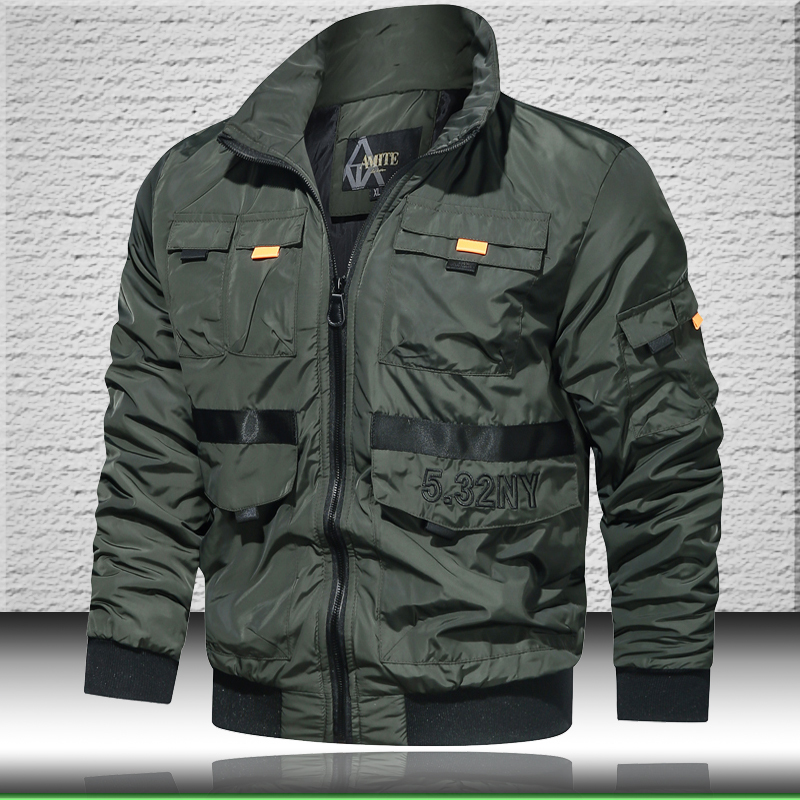 Windbreaker Jacket Men Embroidery Letter Bomber Military Jackets Mens Casual Army Flight Coat Autumn Fashion Zipper Jacket 201218