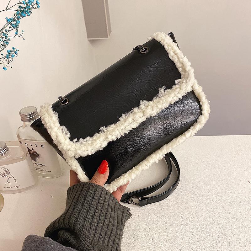 Vintage Plush Patchwork Bags Women's Chain Small Shoulder Bag Leather Black Women Brand Handbags 2021 New
Vintage Plush Patchwork Bags Women's Chain Small Shoulder Bag Leather Black Women Brand Handbags 2021 New
