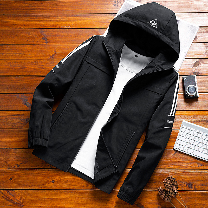 Homme Print Hooded Jacket Striped Slim Pocket Mens Bomber Jackets Winter Men's Windbreakers Hoodies Jacket Casual Baseball Coat 201218