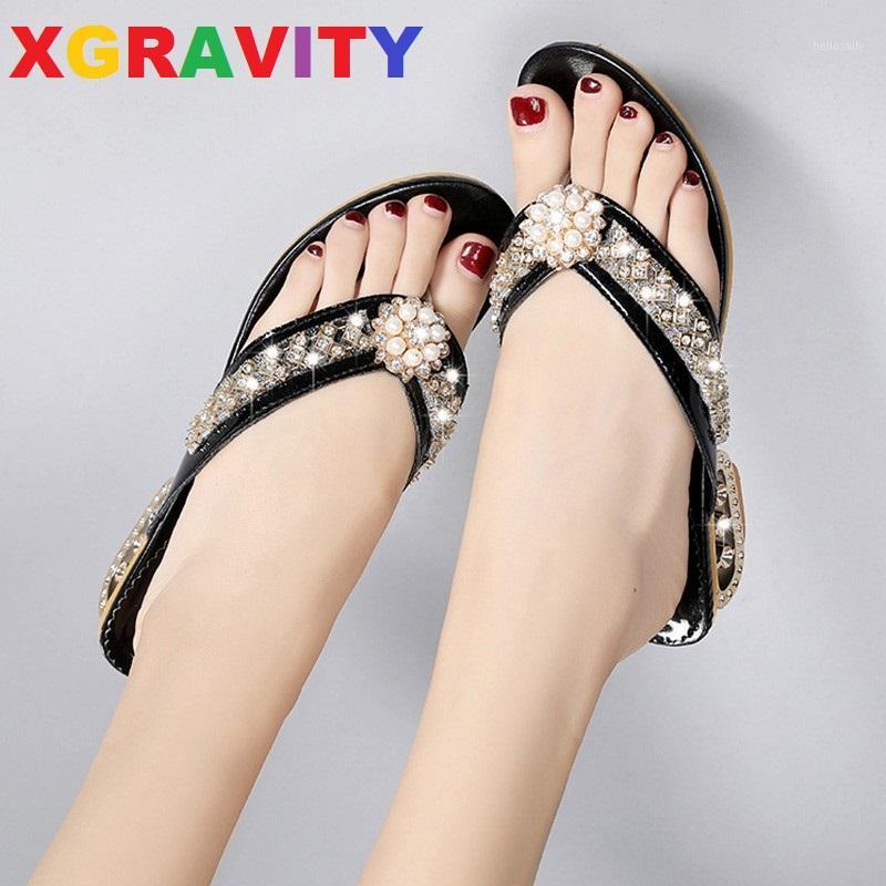 XGRAVITY New Sexy Flip Flops 2020 Summer Rhinestone Pearl Designer Wedge Shoes Elegant Summer Slippers All Match Lady Shoes D0171, Silver
XGRAVITY New Sexy Flip Flops 2020 Summer Rhinestone Pearl Designer Wedge Shoes Elegant Summer Slippers All Match Lady Shoes D0171, Silver