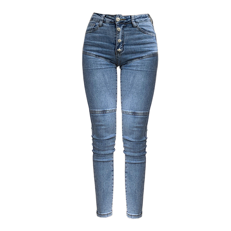 Spring Summer Jeans Women's High Waist Stretch Hip Slim Fit Skinny Skinny Feet Nine Points Pencil Pants 201105