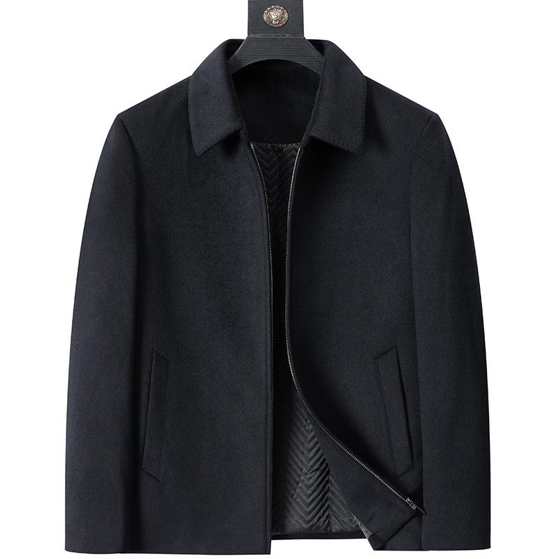 and winter new product fattening plus size men's wear middle aged and old-age coat casual fat man loose woolen jacket, Black
and winter new product fattening plus size men's wear middle aged and old-age coat casual fat man loose woolen jacket, Black