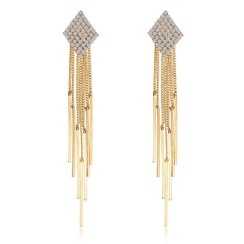 2020 Korean Gold Vintage Statement Long Tassel Earrings Luxury Rhombic Crystal Bridal Fashion Jewelry Earrings For Women Brincos
2020 Korean Gold Vintage Statement Long Tassel Earrings Luxury Rhombic Crystal Bridal Fashion Jewelry Earrings For Women Brincos