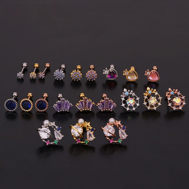 Stud 1pc Star Heart Cross Crown Crystal Earrings For Women CZ Zircon Colorful Ear Bone Piercing Jewelry Gift
Stud 1pc Star Heart Cross Crown Crystal Earrings For Women CZ Zircon Colorful Ear Bone Piercing Jewelry Gift