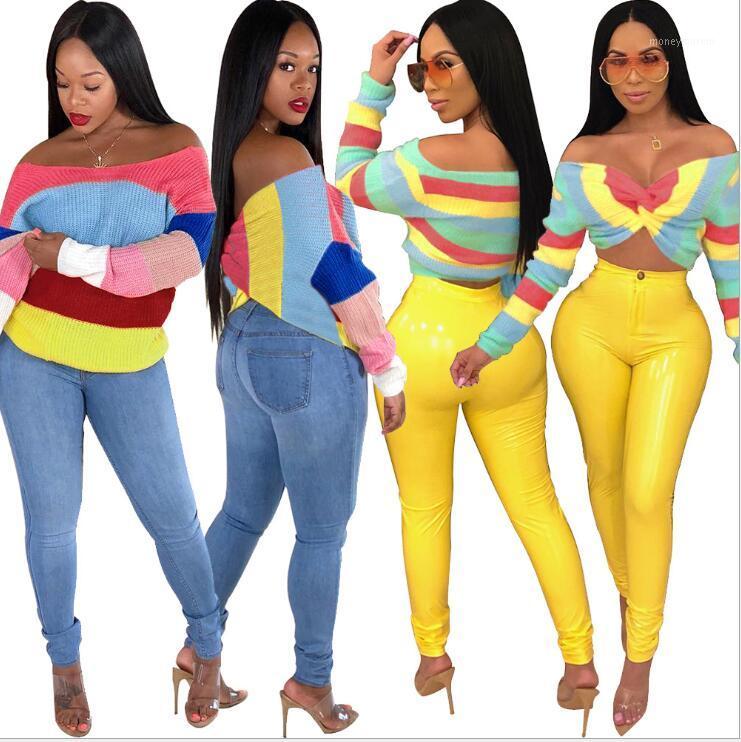 Autumn Sexy Stripe Contrast Colors Knitting Sweaters Slash Neck Long Sleeves Criss-crossed Sweaters vintage sexy rainbow color1, Red
Autumn Sexy Stripe Contrast Colors Knitting Sweaters Slash Neck Long Sleeves Criss-crossed Sweaters vintage sexy rainbow color1, Red