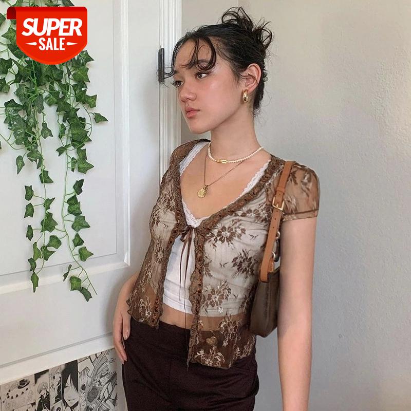 Brown Vintage Y2K Lace Crop Top Short Sleeve See Through Sexy Mesh Woman Tshirts V Neck Lace Up Floral Kawaii Clothes #gn47, White
Brown Vintage Y2K Lace Crop Top Short Sleeve See Through Sexy Mesh Woman Tshirts V Neck Lace Up Floral Kawaii Clothes #gn47, White