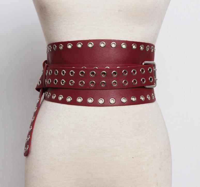 Belts Women Punk Hollow Out Pu Leather Double Pin Buckle Cool Wide Long Cummerbunds, Black
Belts Women Punk Hollow Out Pu Leather Double Pin Buckle Cool Wide Long Cummerbunds, Black