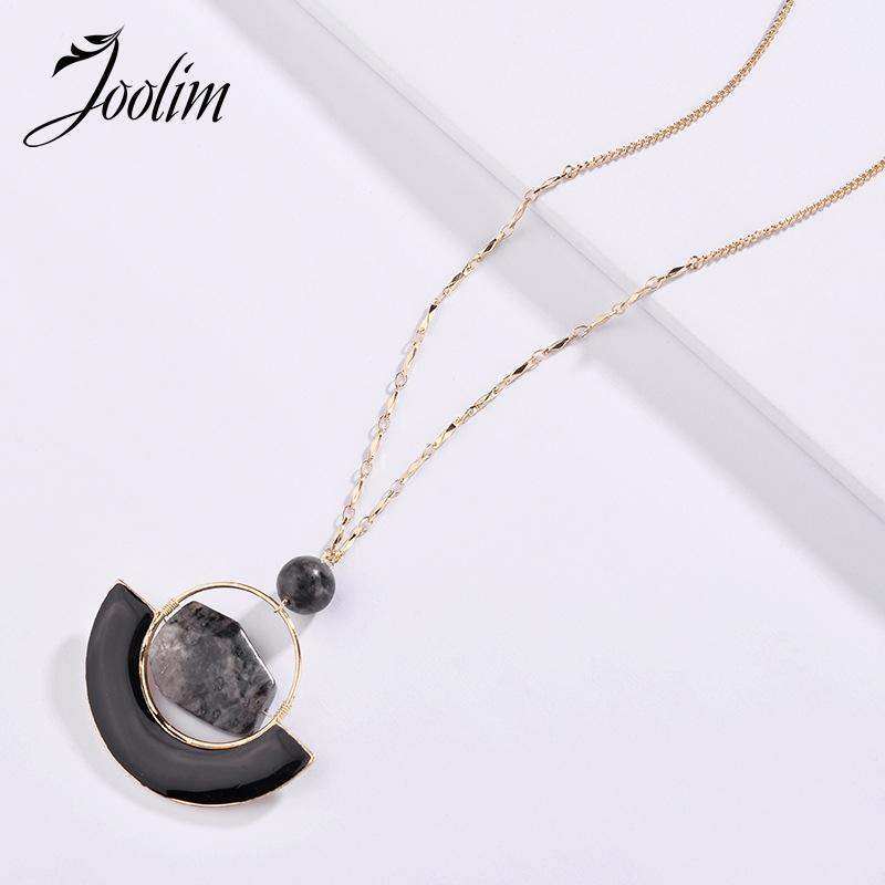 JOOLIM Black Stone Pendant Necklace Design Necklace Wholesale1