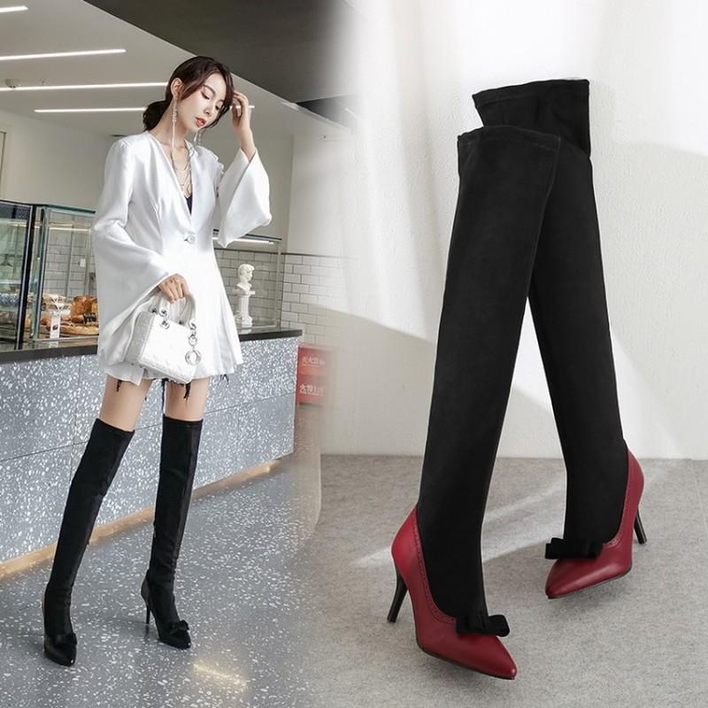 big size 33-48 stretch fabric thigh high boots pointed toe Bow autumn winter Patchwork sexy high heels over the knee boots1, Black
big size 33-48 stretch fabric thigh high boots pointed toe Bow autumn winter Patchwork sexy high heels over the knee boots1, Black