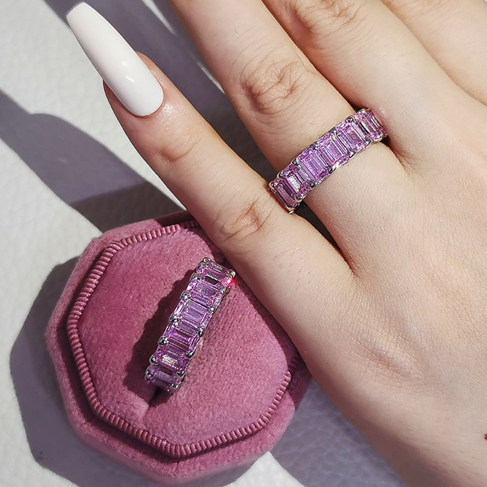 2022 Ins Top Sell Wedding Rings Simple Fashion Jewelry 925 Sterling Silver Emerald Cut 5A Cubic Zircon Promise Party Stackable Handmade Women Bridal R