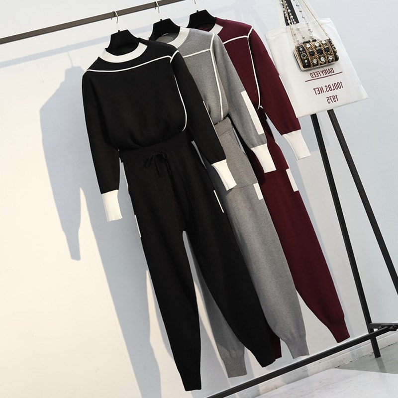 BLLOCUE Women Knitted Sweaters Pants Set 2 Piece Set Woman Casual Long Sleeve Pullover Tops and Pant Set Autumn 2Pcs Clothes Tr T200118