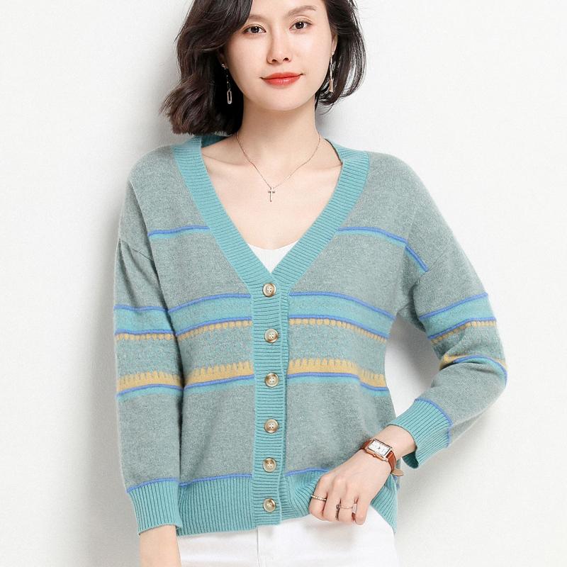 Hot sale 2020 women's V-neck long-sleeved 100% wool sweater short color block knitted cardigan loose coat cashmere sweater, Mi camel
Hot sale 2020 women's V-neck long-sleeved 100% wool sweater short color block knitted cardigan loose coat cashmere sweater, Mi camel