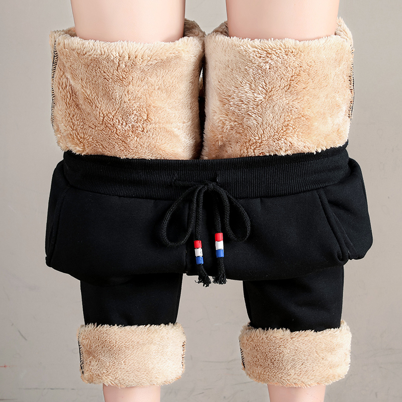 Women's Pants Capris OUMENGKA Women Winter Thick Lambskin Cashmere Warm Female Casual Cotton Loose Harlan Long Trousers S-5XL 3XL 4XL 221109