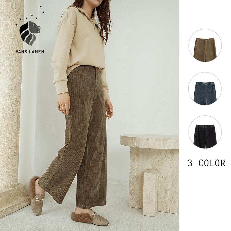 FANSILANEN Corduroy casaul wide leg pants capri Women high waist loose black trousers Autumn winter female knitted vintage pants
FANSILANEN Corduroy casaul wide leg pants capri Women high waist loose black trousers Autumn winter female knitted vintage pants