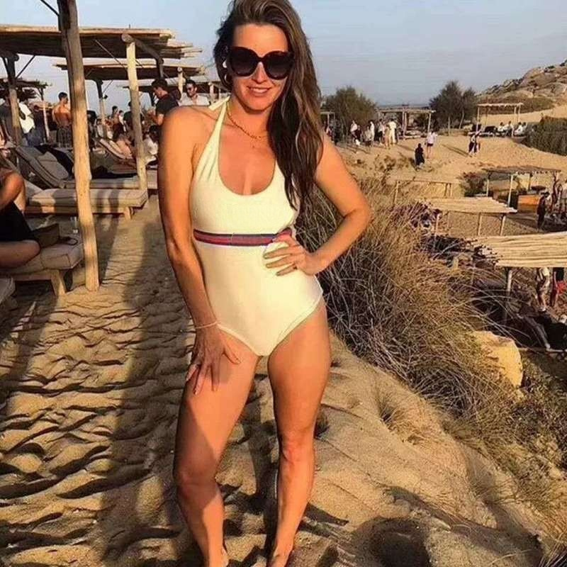 Classic Women Swimsuit Bikini Swimwear Textile Letter Stripe Printed Ladies Bikinis Sexy Backless Womens Bathing Suit, White;black
Classic Women Swimsuit Bikini Swimwear Textile Letter Stripe Printed Ladies Bikinis Sexy Backless Womens Bathing Suit, White;black