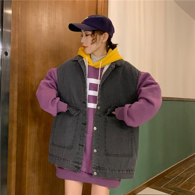 2021 Autumn Winter Lambs Wool Thick Warm Denim Jacket Women Short Sleeveless Loose Pocket Solid Jean Coat Korean Outwear, Black;brown
2021 Autumn Winter Lambs Wool Thick Warm Denim Jacket Women Short Sleeveless Loose Pocket Solid Jean Coat Korean Outwear, Black;brown