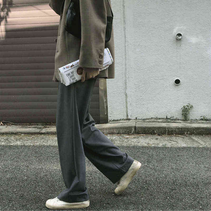 Women Solid Simple High Waist Straight Casual Pants Plus Size 5XL Streetwear Ladies Loose Suit Trousers Pocket Full Length Teens Y220307