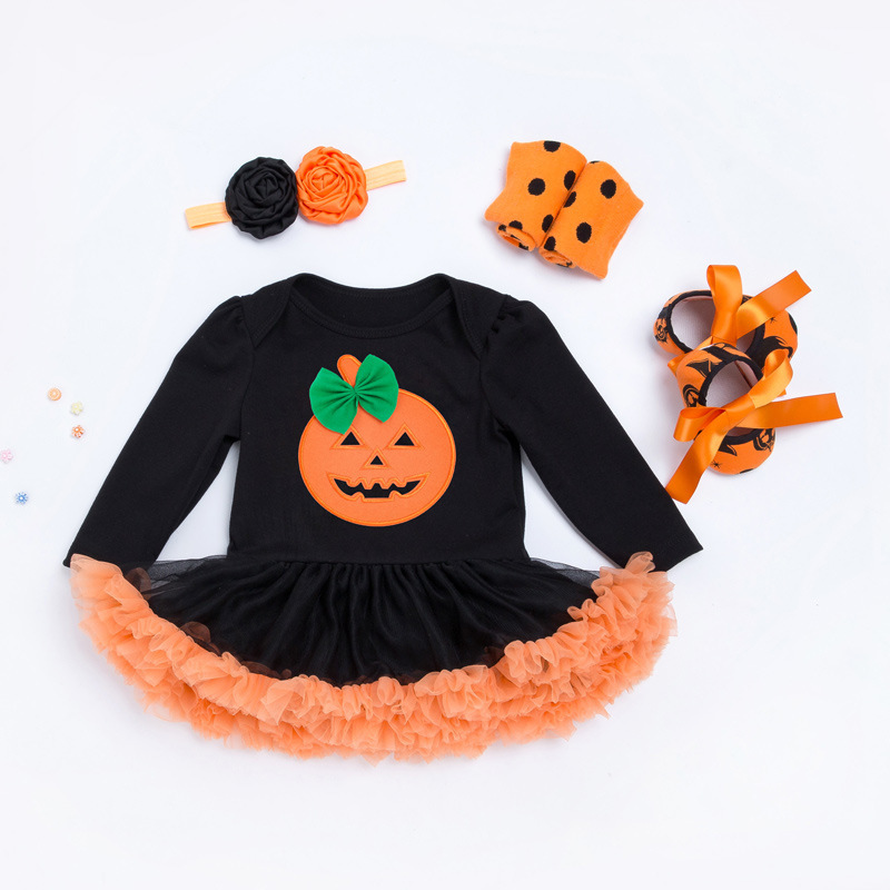 2020 Newborn Baby Boy Girl Halloween Rompers Long Sleeve Cotton Jumpsuits Pumpkin Novelty Outfit 0-24M Baby Halloween Costume Y1221