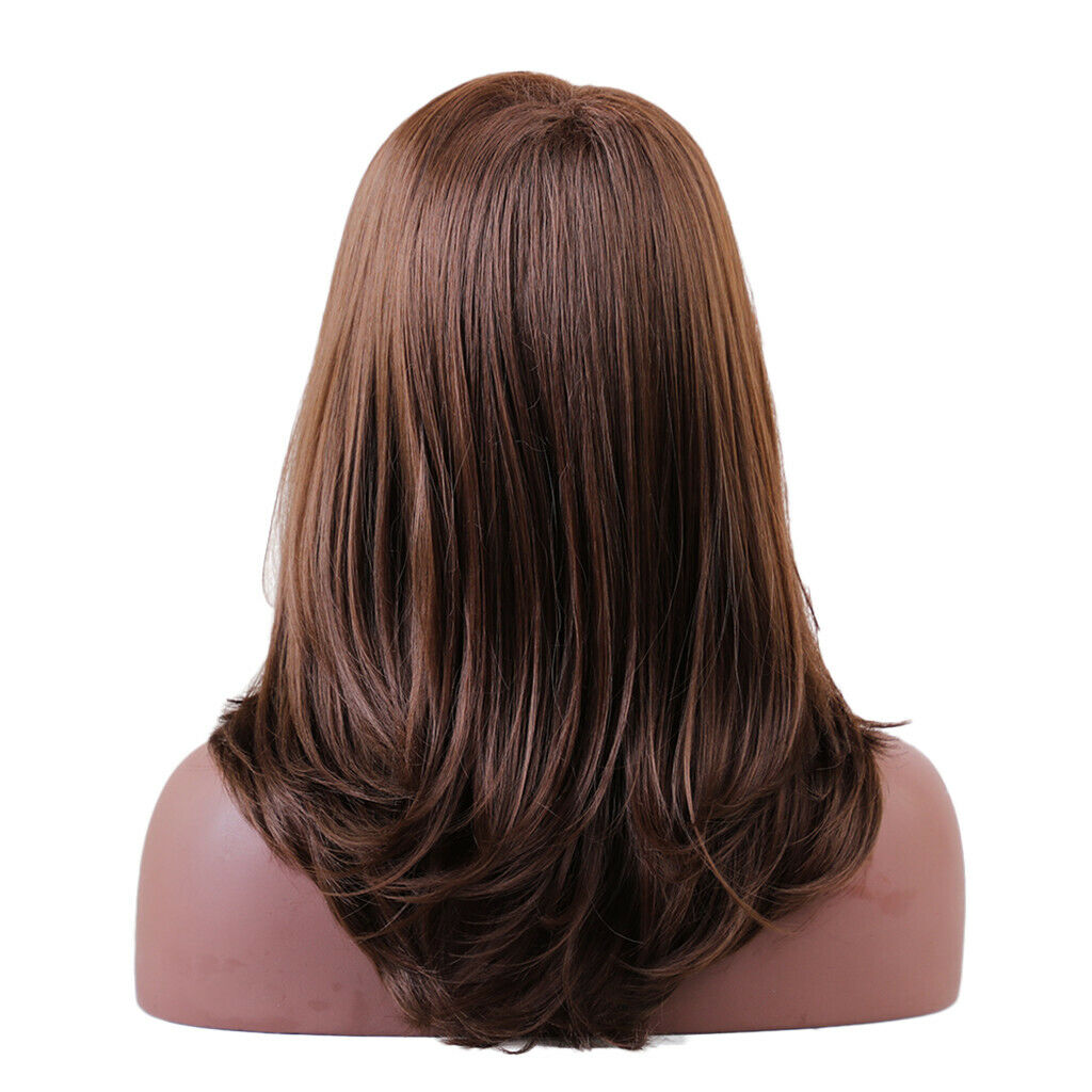 Brown Long Straight Synthetic Full Wig Women Natural Cosplay Wig Heat Safe