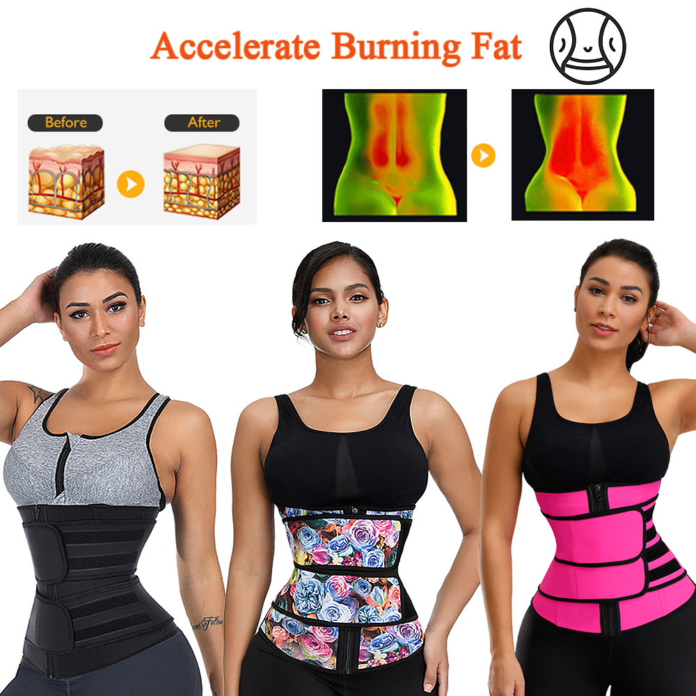 HEXIN Double Belt 100 Latex Waist Trainer Body Shapers Fitness Waist Trainer Zipper Shapewear Slimming Belt Fajas Colombianas LJ201209