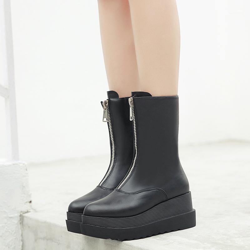 Fashion Front Zipper Boots For Women Platform Heel Cross-tied Solid Black Goth Boots Women Waterproof Cowboy Shoes Hot1
Fashion Front Zipper Boots For Women Platform Heel Cross-tied Solid Black Goth Boots Women Waterproof Cowboy Shoes Hot1