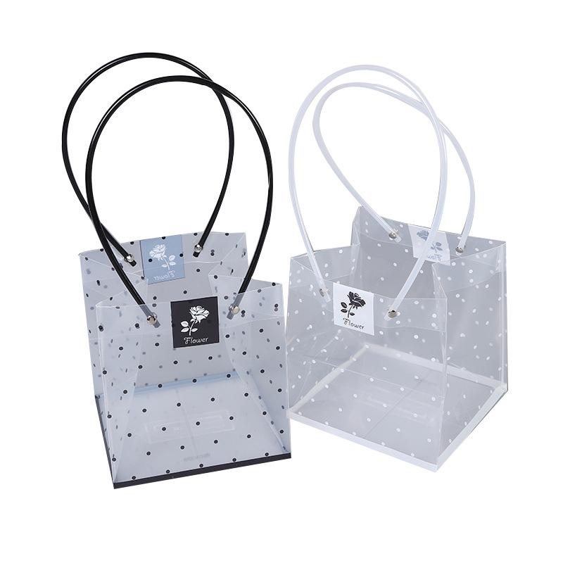 Transparent Flower Packing Bags Plastic PVC Long Clear Tote Flower Bouquet Bagging Portable Gift Bag Rose Florist Decoration