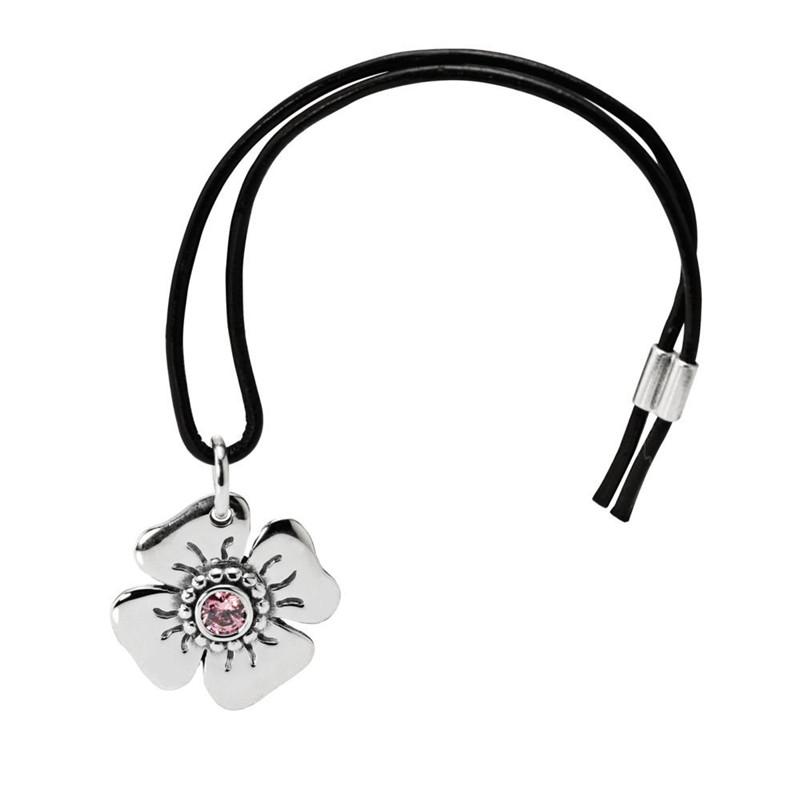 Sterling Sier Rope Bangle Original Black Genuine Leather Pans Bracelet for Women DIY Charm Bead Jewellery Birthday Gift Free shipping