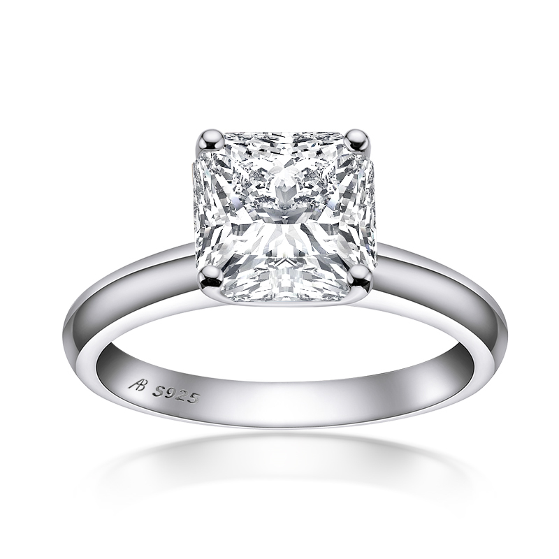 AINUOSHI 925 Sterling Silver 3 Carats Princess Cut Engagement Ring for Women Sona Simulated Diamond Anniversary Solitaire Ring Y1124 - view 4
