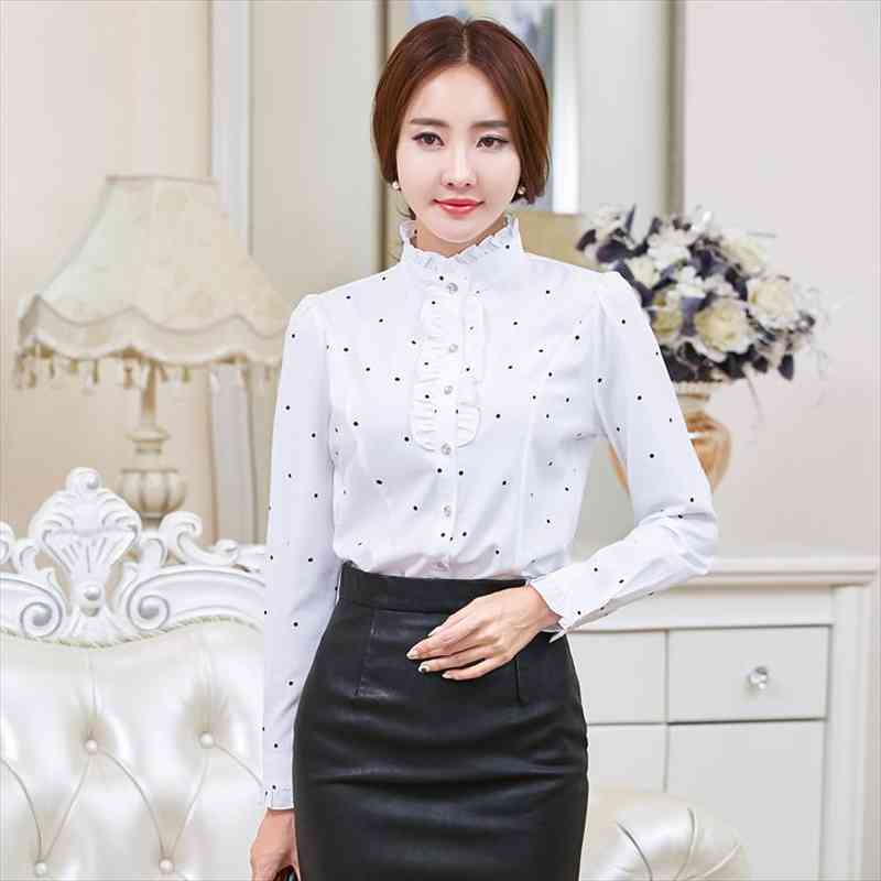 fashion polka dot blouses and women long sleeve ruffles casual office work formal blouse female plus size autumn, White
fashion polka dot blouses and women long sleeve ruffles casual office work formal blouse female plus size autumn, White