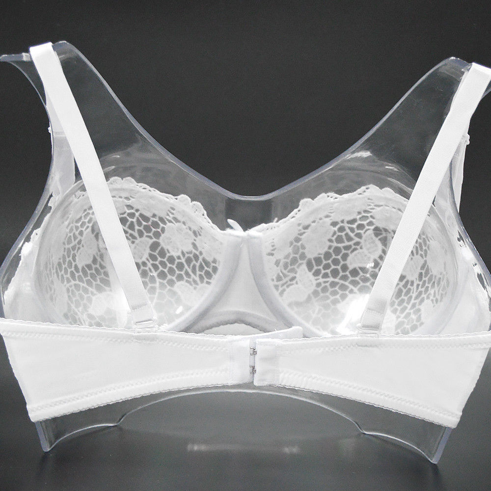YANDW White Floral Mesh Lace Bralette Bras For Women Sexy Lingerie Plunge Thin Push Up Transparent 32 34 36 38 40 42 44 A B C D 201202