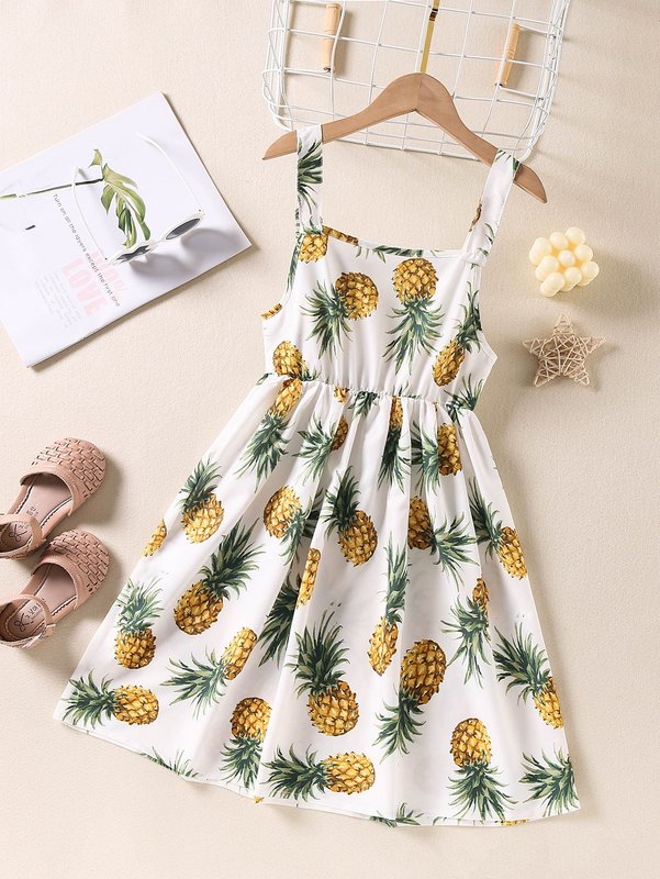 Girls Pineapple Print Cami Dress SHE