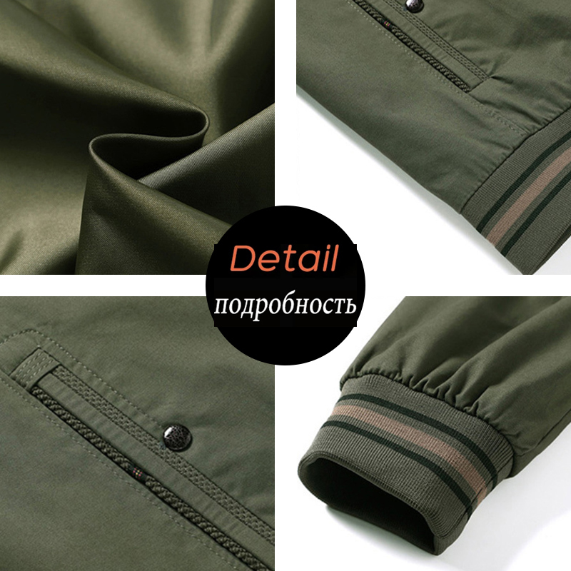 Autumn Men's Jackets 100% Cotton Casual Solid Fashion Slim Bomber Golf Overcoat Baseball High Quality M-5XL Jacket Men 220301