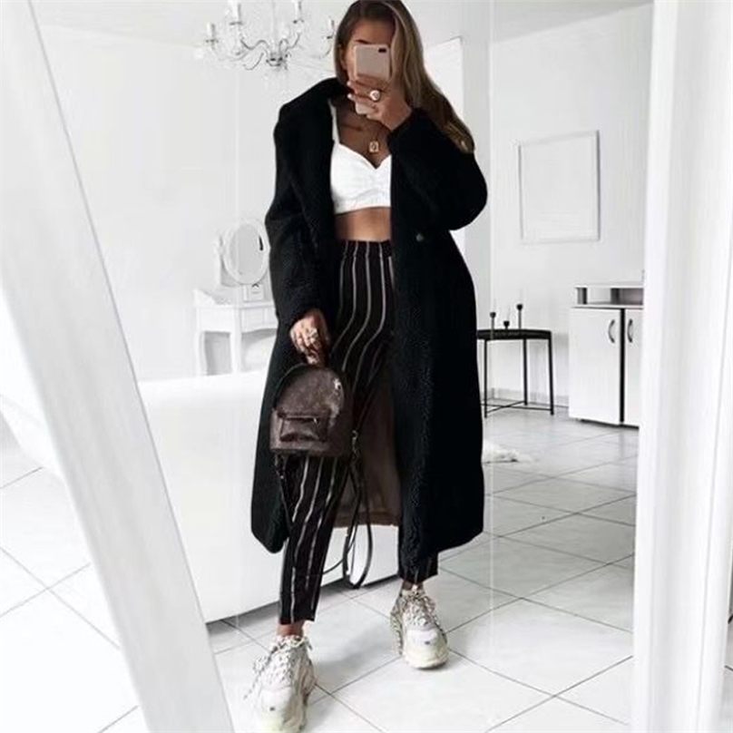 Faux Teddy Coat Women Autumn Winter Casual Plus Size Long Jacket Female Thick Warm Outwear Oversize Fur mujer chaqueta 201214