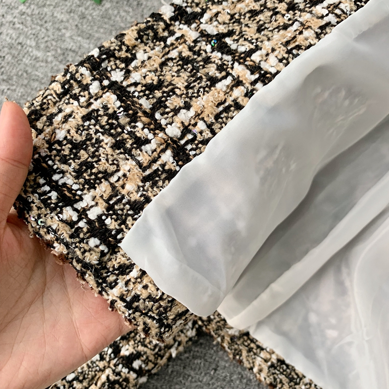 New Autumn Winter Vintage Tweed Jacket Coat Women Small Fragrance Patchwork Korean Woollen Cropped Coats Elegant Short Outerwear 2024