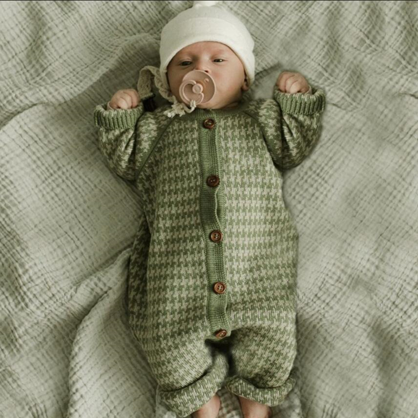 Knitted Newborn Baby Clothes Cotton Autumn Winter Baby Romper With Plaid Hat Infant Toddler Jumpsuit For Girls Boys Onesie Set 201023